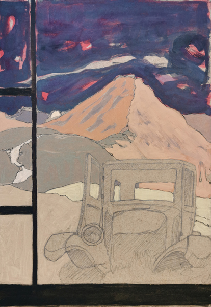 Vue du Mont Cantal 3 - 21x30 - tempera